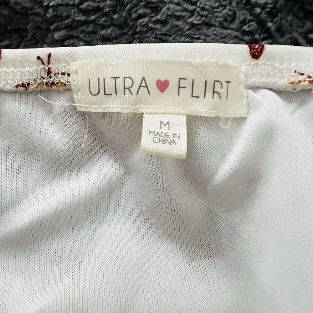 Ultra Flirt Y2K Butterfly Midi Dress Size Medium Sheer White Brown Ruffle Lined - Picture 9 of 15